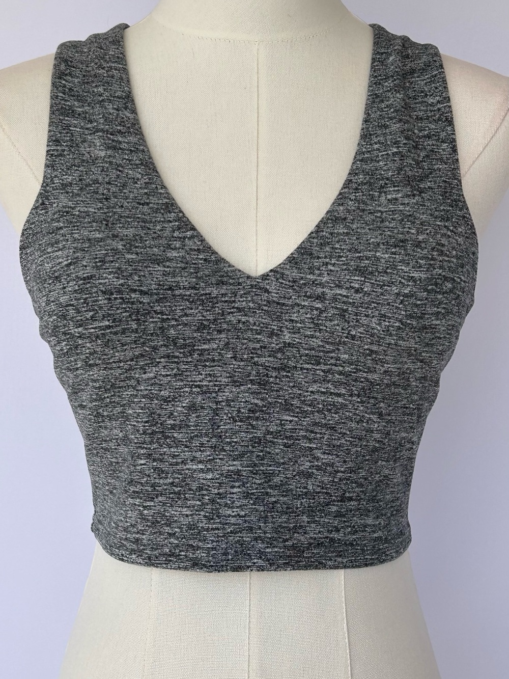 Quince Women’s Ultra-Soft V-Neck Cropped Tank Heathered Charcoal Size Small